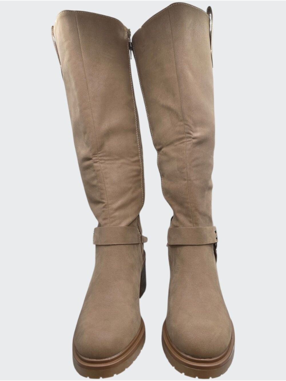Oasis Society Leanne Taupe Knee High Moto Harness Boots Size 10 NWOT - Picture 2 of 8